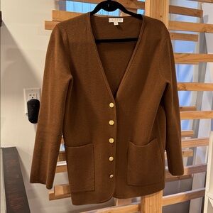 J. Crew Brown Cardigan with Gold Accents